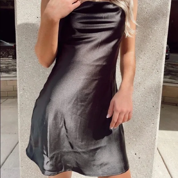 Black Show Me A Good Time Slip Dress - Picture 3 of 7